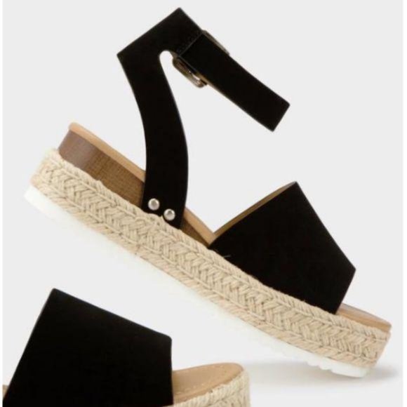 Espadrille Sandals with Ankle Strap in Black - Picture 3 of 5
